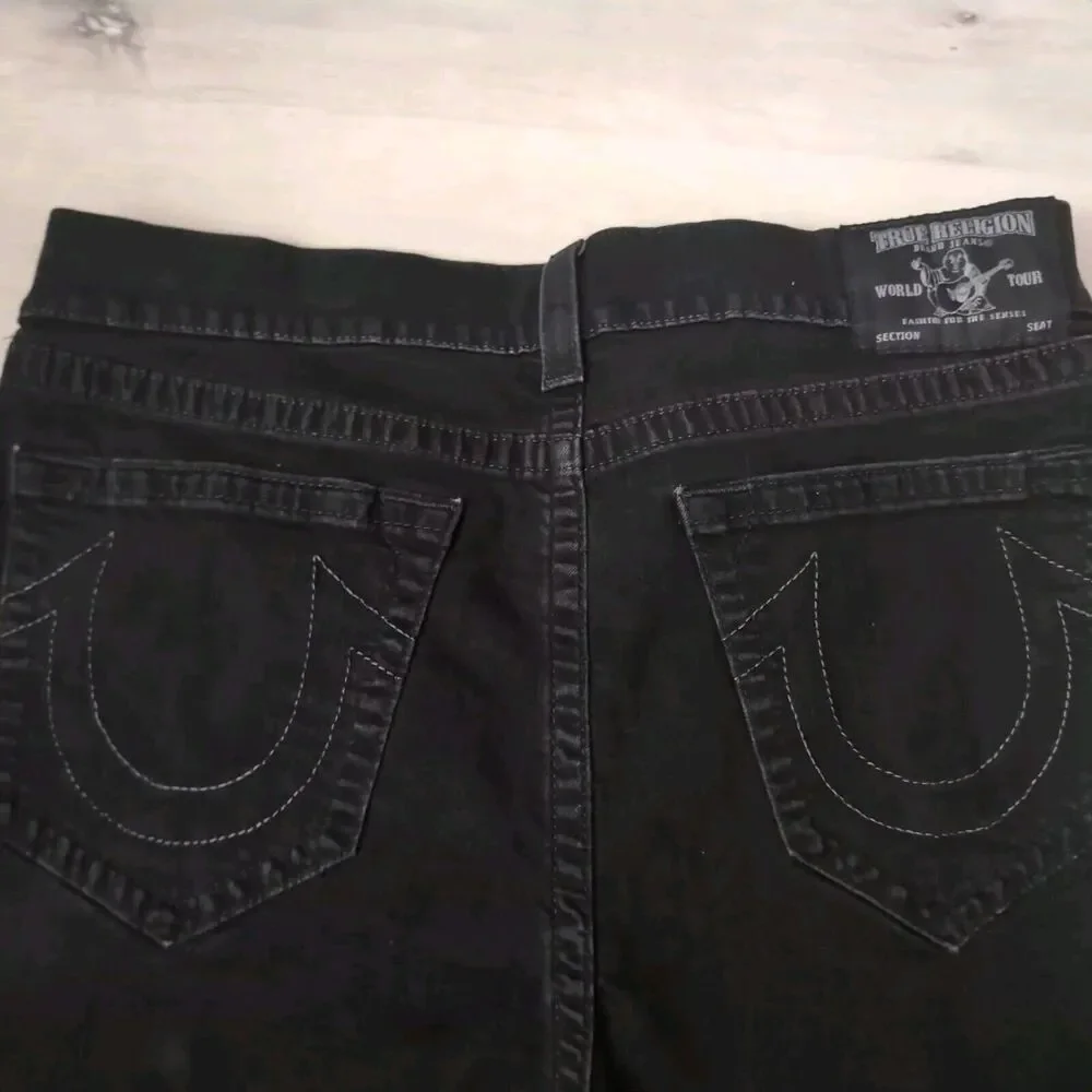 True Religion Jeans Mens 38 Black Slim Drop Rise Denim Sturdy Jeans